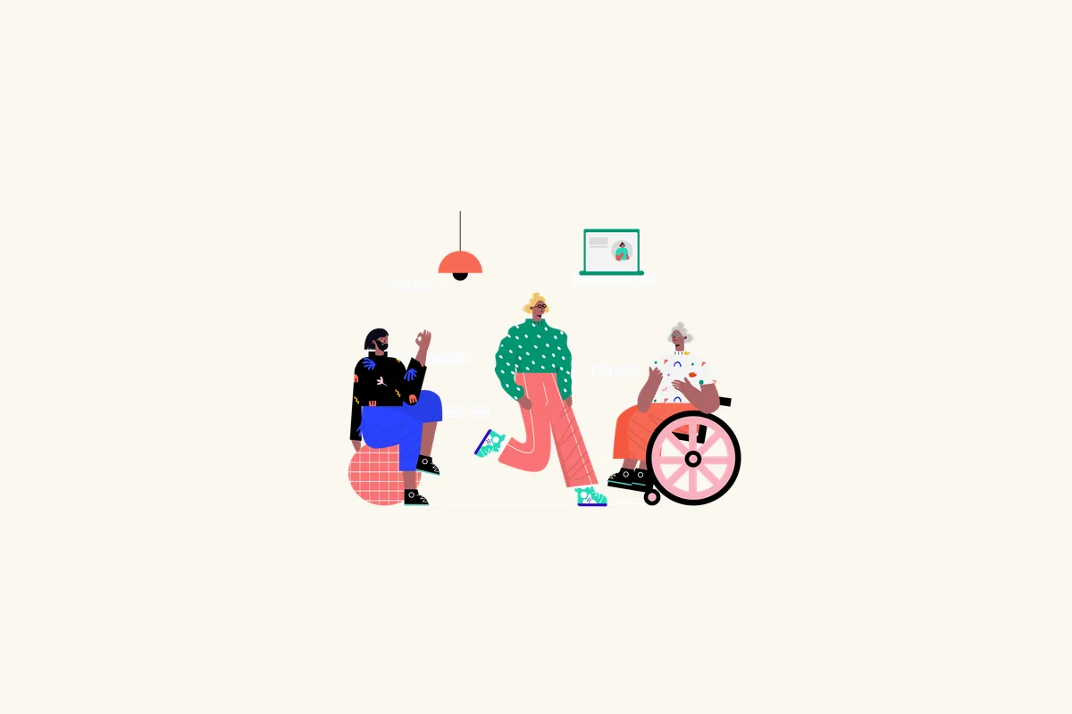 Illustration of a small group working together.