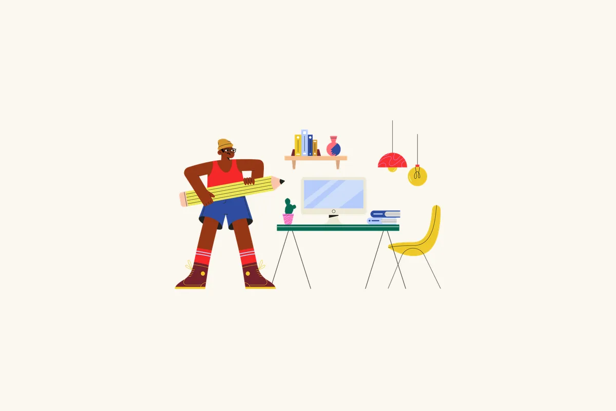 Illustration of a tidy study workspace.