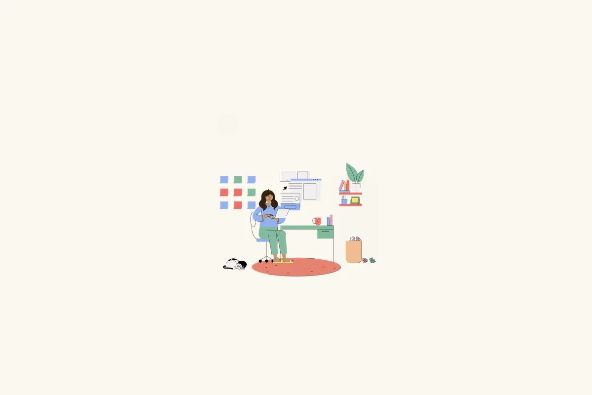 Illustration of a person studying for an exam.